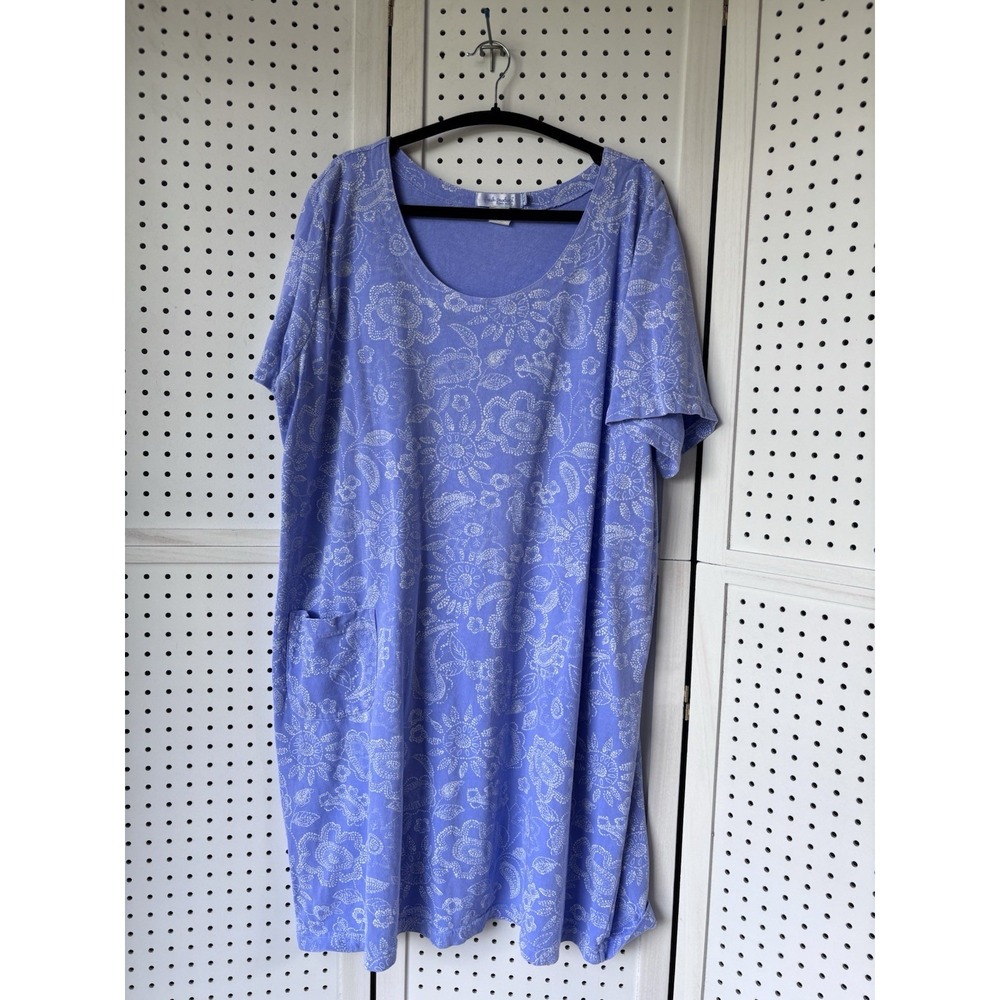 Fresh Produce Pocket Knee Dress Womens 2X Cotton Made in USA Floral Light Purple - Picture 1 of 6
